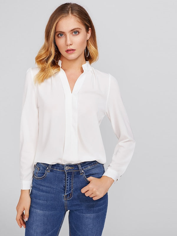 ARTEMIS Pleated Detail Chiffon Shirt